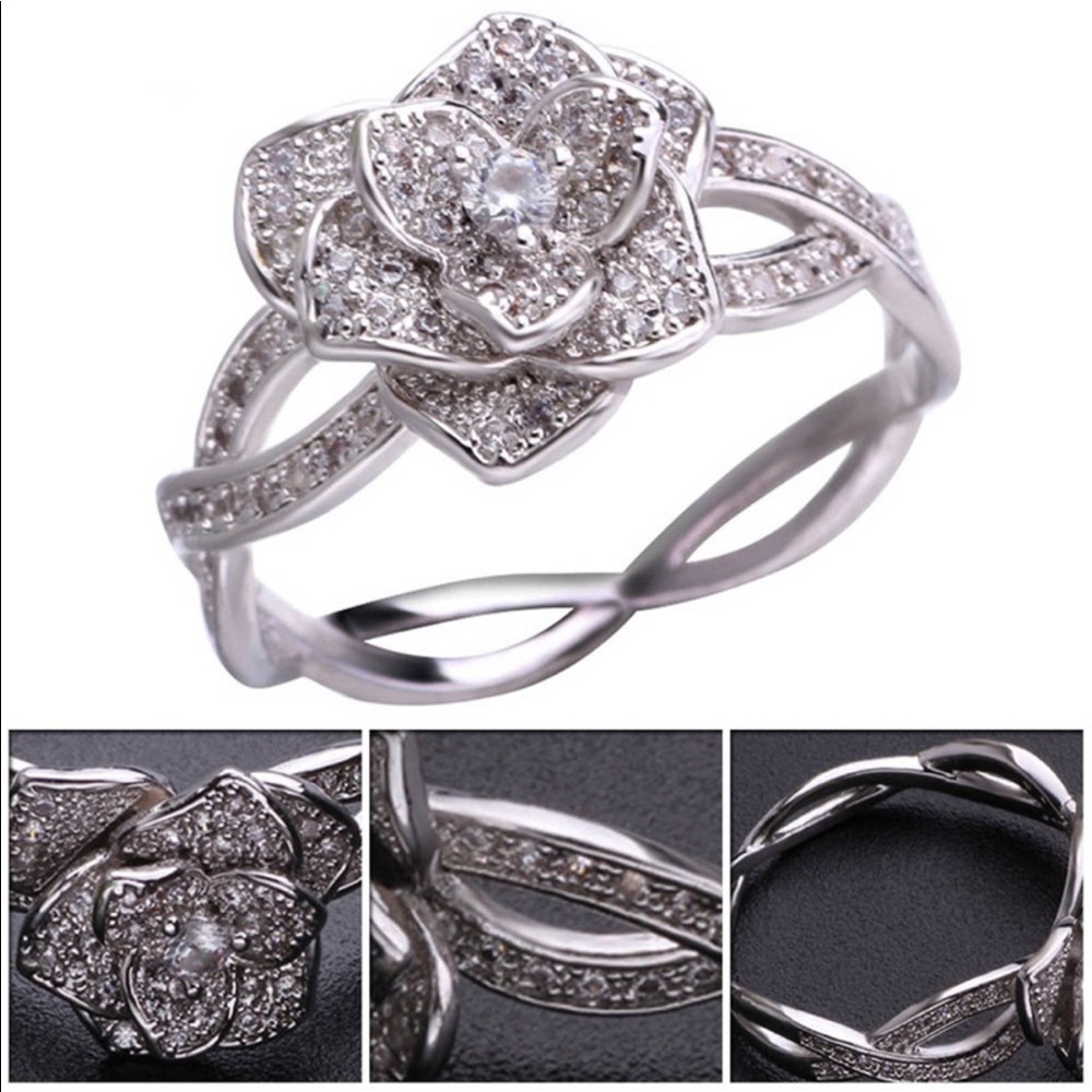 Silver Rose Pedal Ring